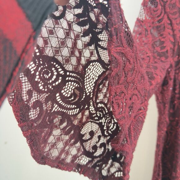 Marina Dress 14 Wine Stretch Lace Wedding Party Round Neck 3/4 Sleeve - Picture 7 of 11